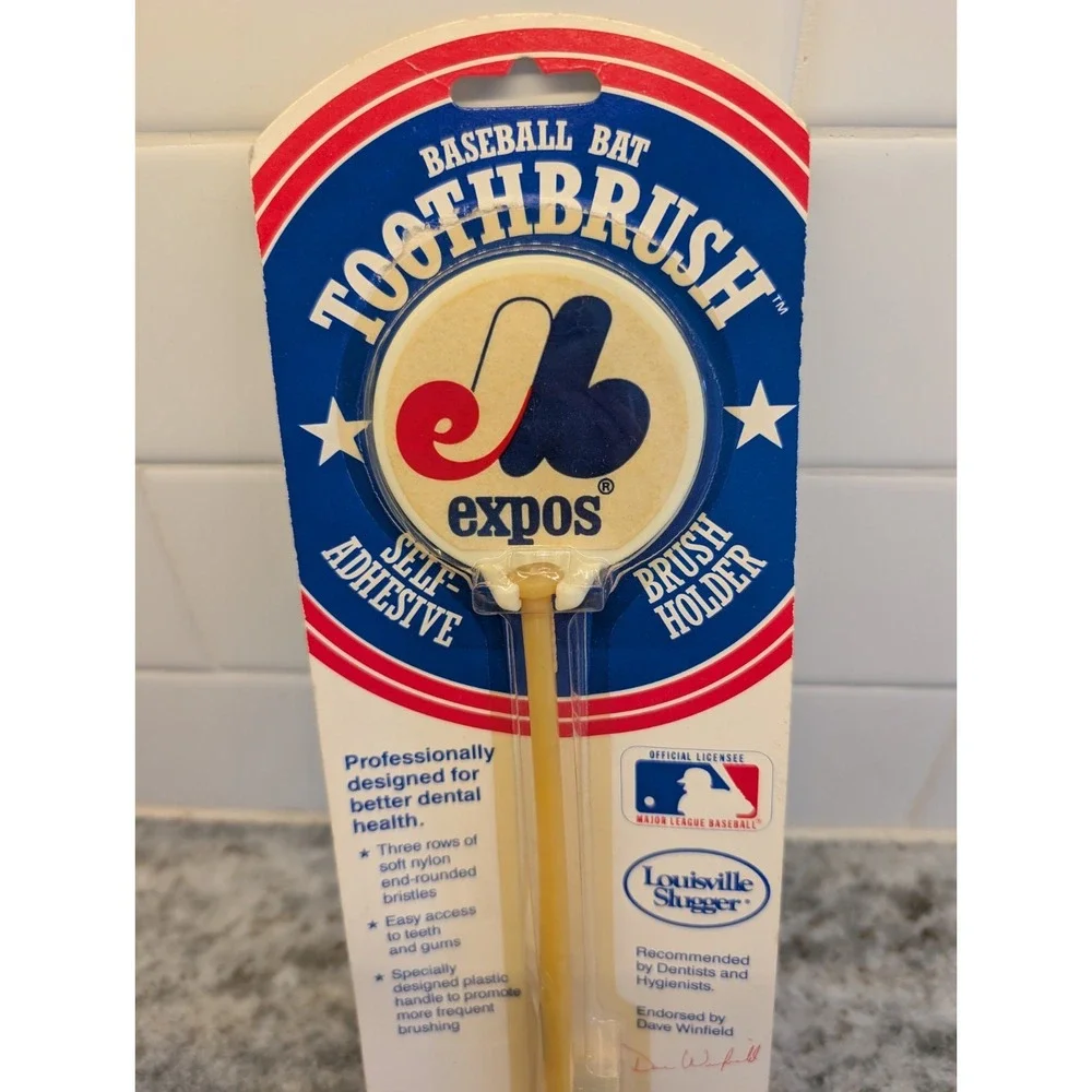 Vintage 1986 Montreal Expos Baseball Bat Toothbrush & Holder Dave Winfield Ad